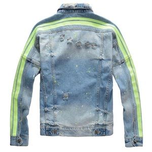 Neon Splash Distressed Denim Jacket